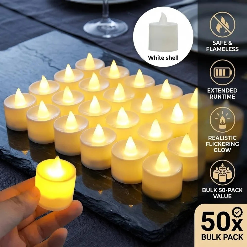 Flameless LED tealights glowing