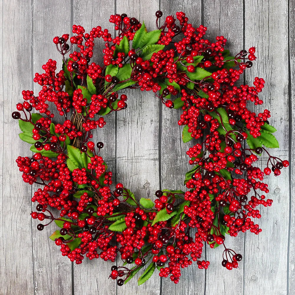 Handmade Christmas Wreath for Front Door – Red Berry, Cypress & Eucalyptus 45 cm