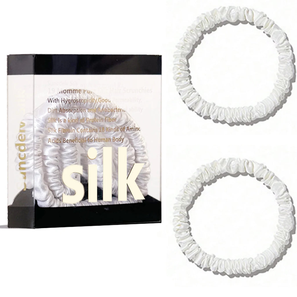 Mulberry Silk Scrunchie Gift Box – 2 Pack Real Silk Hair Ties