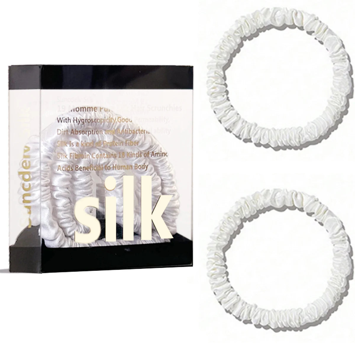 Mulberry Silk Scrunchie Gift Box – 2 Pack Real Silk Hair Ties