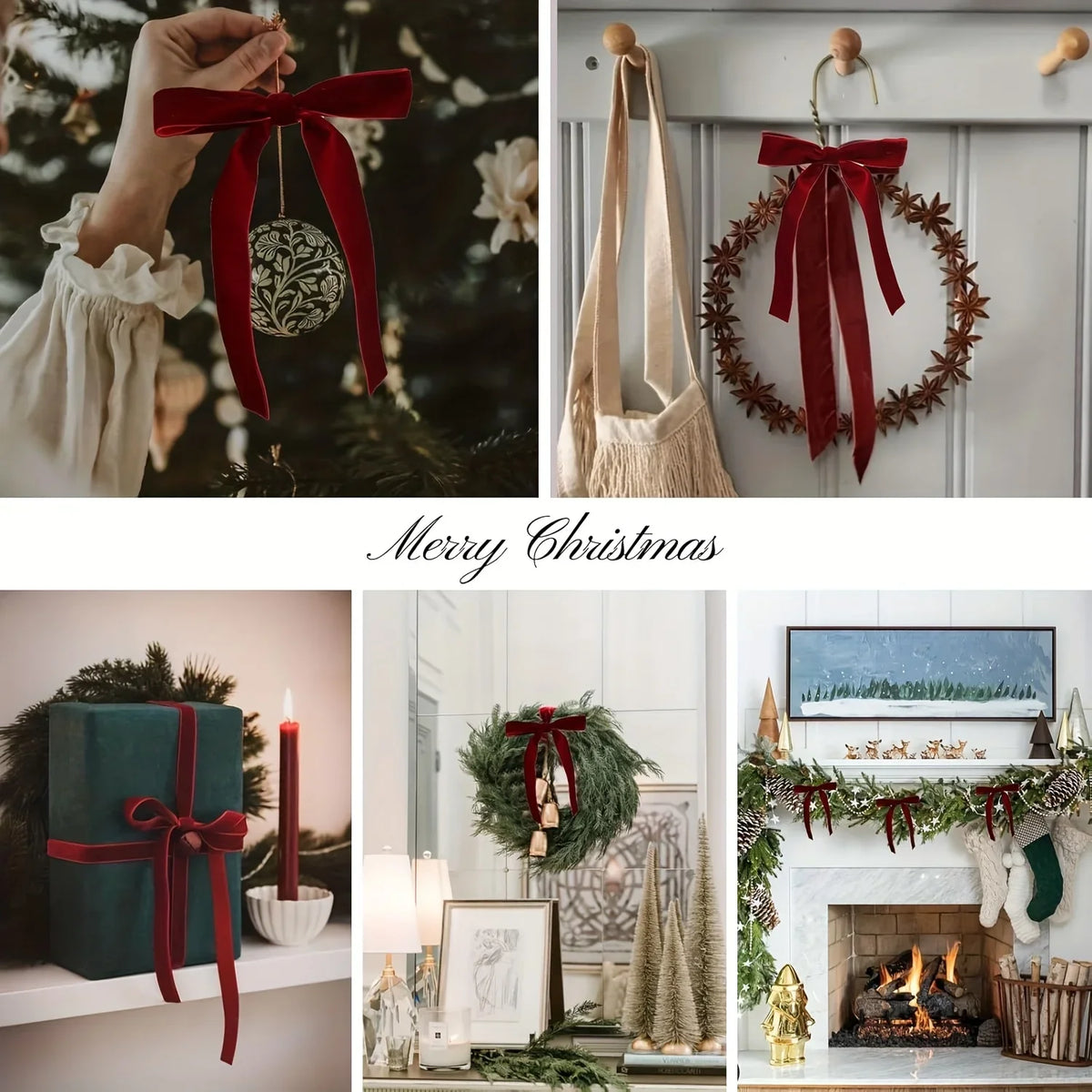 Burgundy Velvet Christmas Tree Bows – Set of 20 Ready-Tied Ribbon Bows