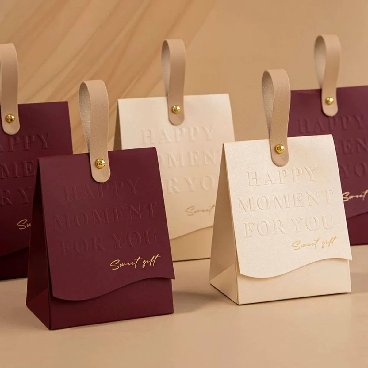 PU Leather Favour Boxes with Handle – 10 Pack Reusable Wedding & Party Gift Boxes
