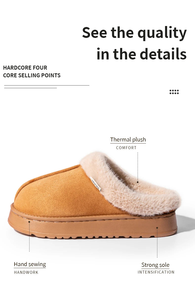 Fluffy Platform Slippers – Thick-Sole Warm Winter Slippers