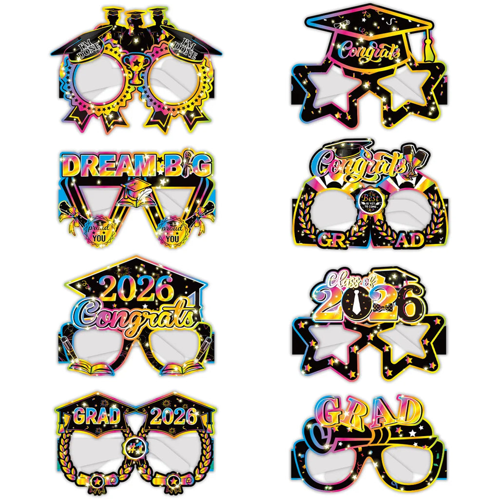 2027 Happy New Year Party Glasses – Black & Gold NYE Photo Prop Glasses