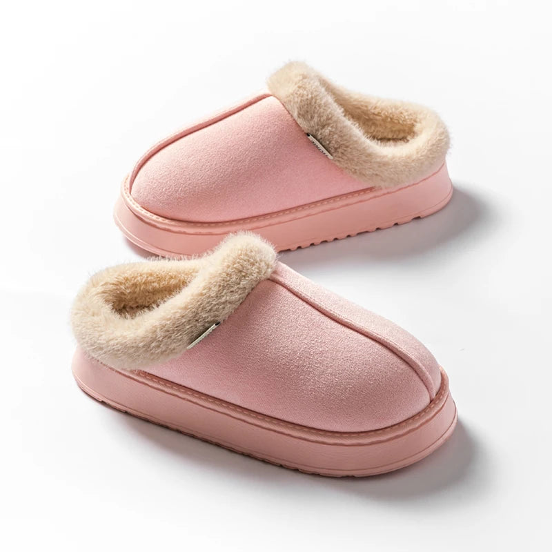 Fluffy Platform Slippers – Thick-Sole Warm Winter Slippers