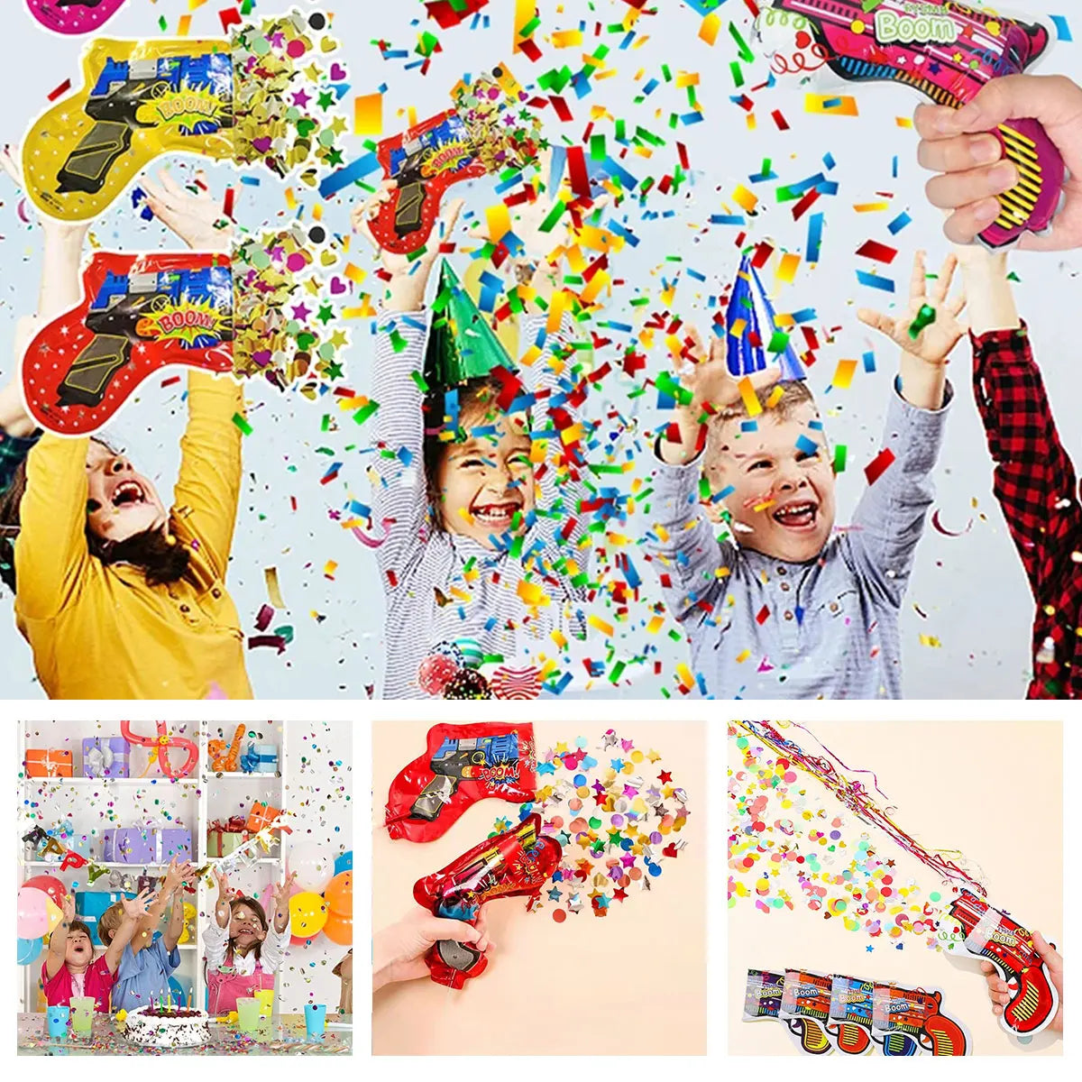 Inflatable Confetti Cannons – Handheld Party Poppers (10, 20 or 30 Pack)