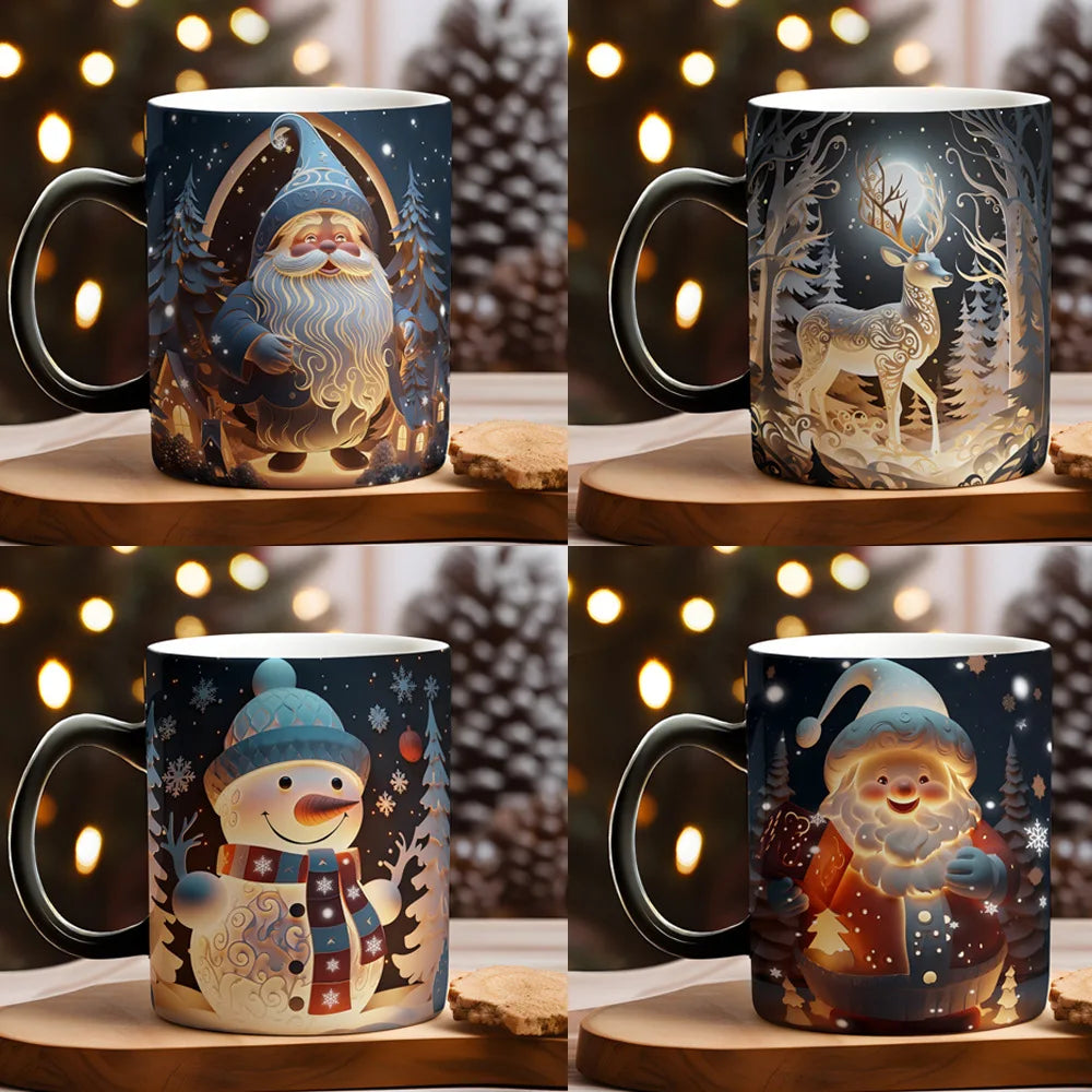 Colour-Changing Christmas Mug – Heat-Activated Santa, Snowman & Reindeer Magic Mug