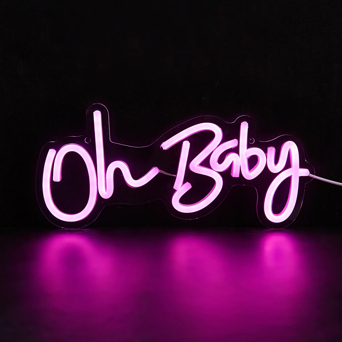 'Oh Baby' LED Neon Sign – Baby Shower & Gender Reveal Backdrop Light, USB Powered