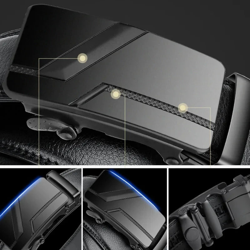 Men's Black Automatic Buckle Belt – 110, 120 or 130cm