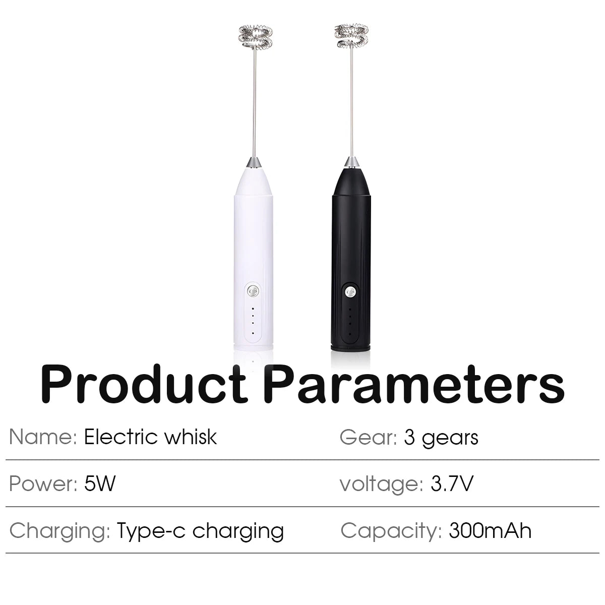 Rechargeable Milk Frother – 3-Speed Handheld Whisk