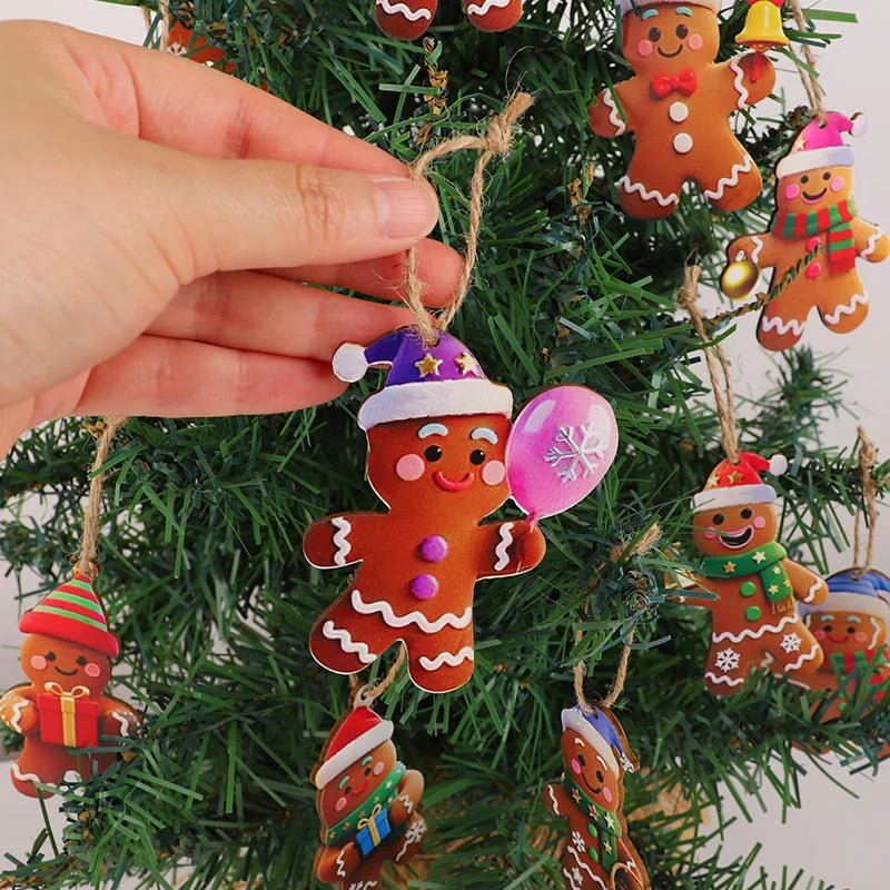 Wooden Gingerbread Man Ornaments – Christmas Tree Decorations (12 or 24 Pack)
