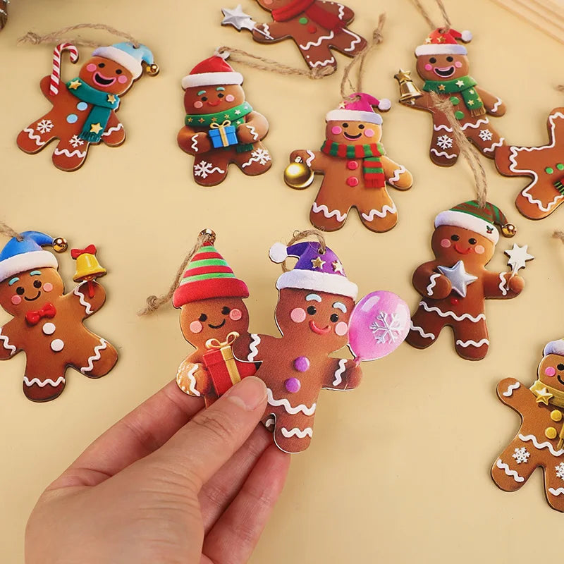 Wooden Gingerbread Man Ornaments – Christmas Tree Decorations (12 or 24 Pack)