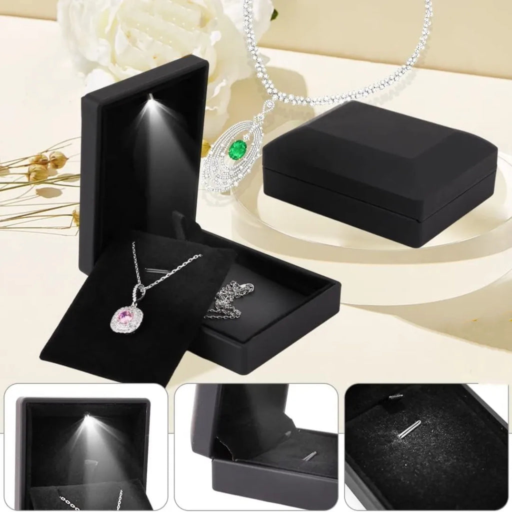 LED Light-Up Necklace Gift Box – Velvet Jewellery Box for Proposals, Anniversaries & Gifts
