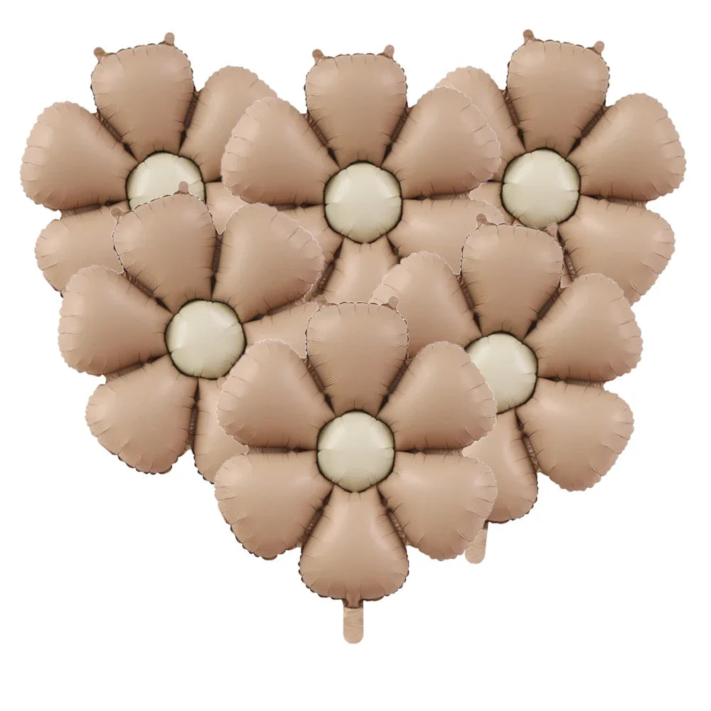 Daisy Foil Balloons – Set of 6 Matte Flower Party Balloons