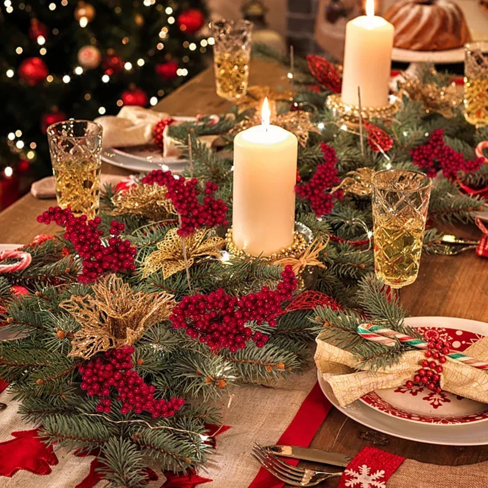 Red Holly Berry Stems – Artificial Christmas Berry Picks (1 to 50 Branches)