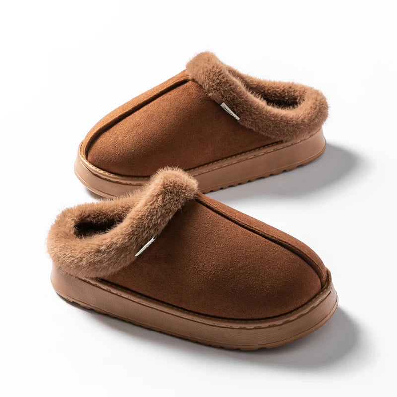 Fluffy Platform Slippers – Thick-Sole Warm Winter Slippers