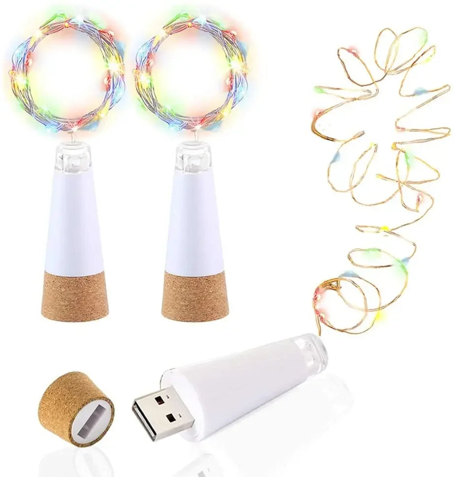 Rechargeable Cork Bottle Lights – 20 LED Wine Bottle Fairy Lights