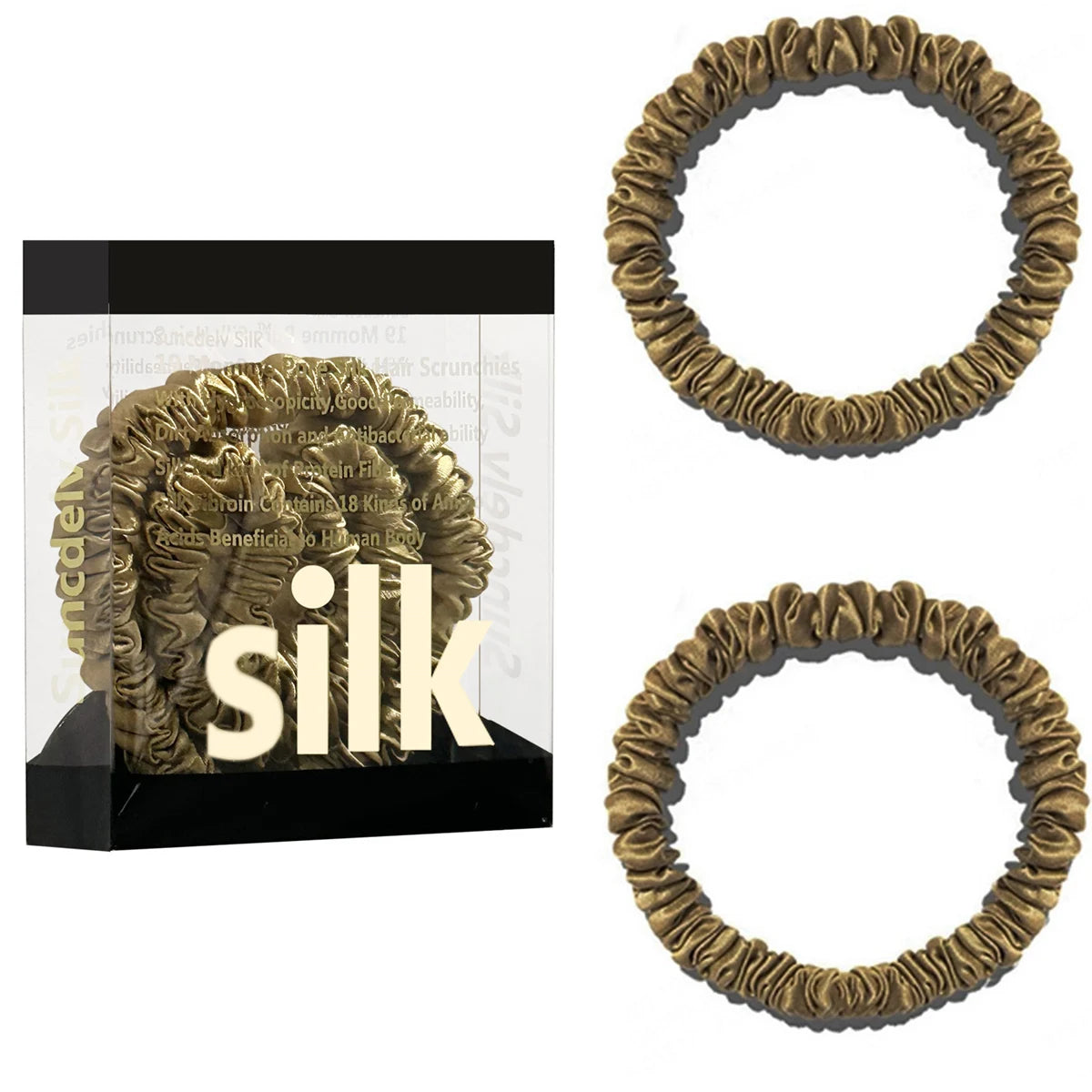Mulberry Silk Scrunchie Gift Box – 2 Pack Real Silk Hair Ties