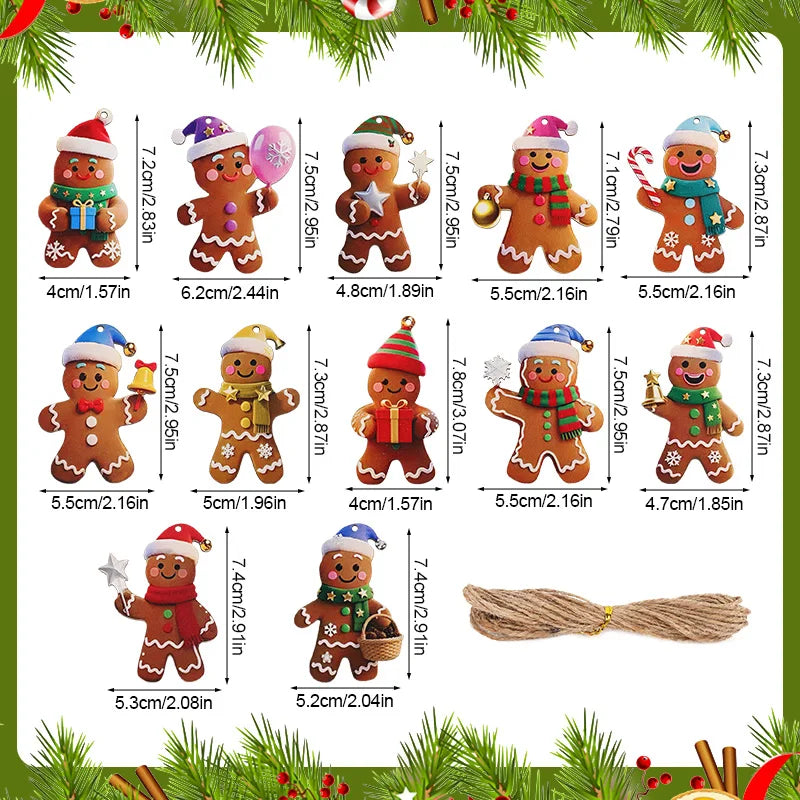 Wooden Gingerbread Man Ornaments – Christmas Tree Decorations (12 or 24 Pack)