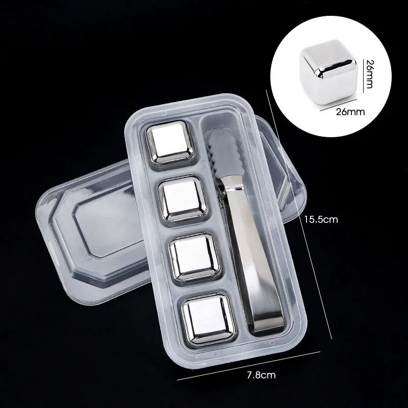 Stainless steel whisky stones with tongs