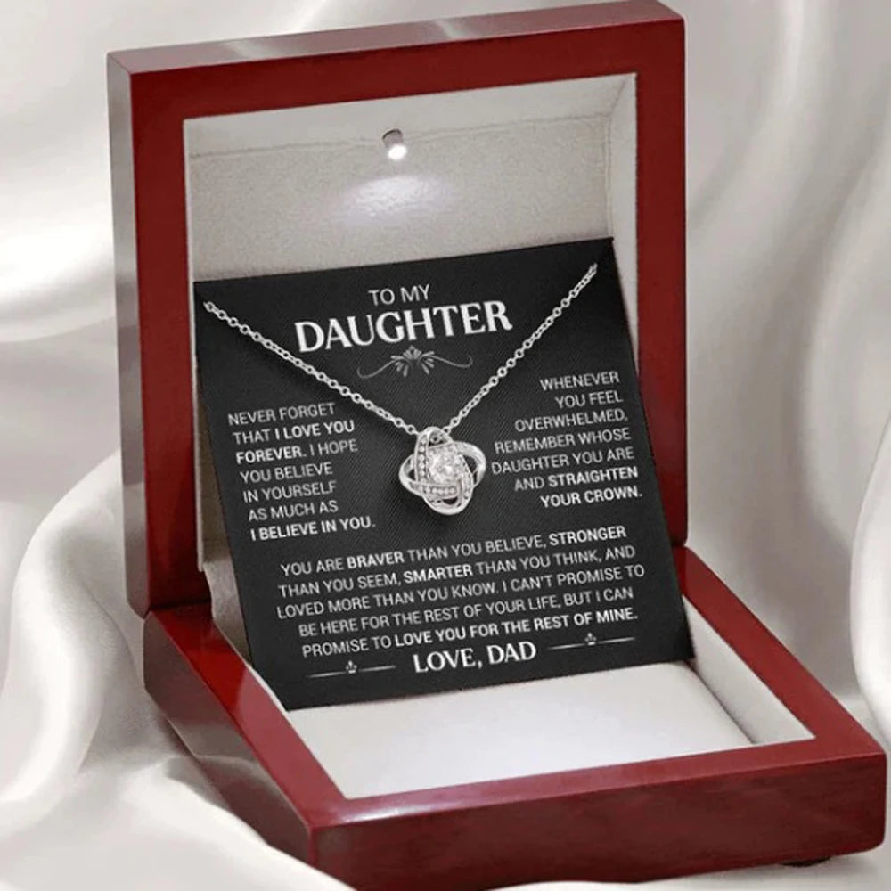 'To My Daughter' Necklace with Message Card – Heart Pendant Gift from Mum or Dad