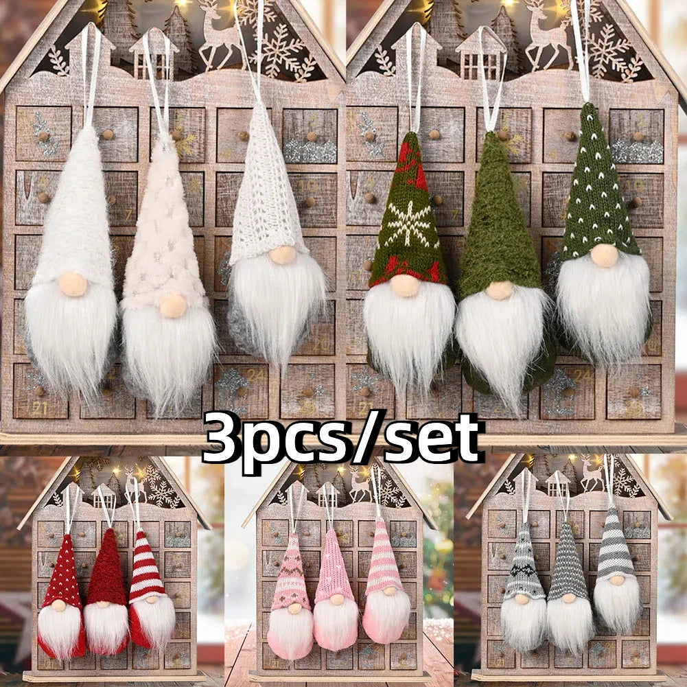Knitted Christmas gonk ornaments set of 3