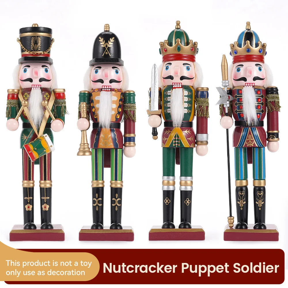 30 cm Wooden Nutcracker Soldier – Traditional Christmas Figure Decoration