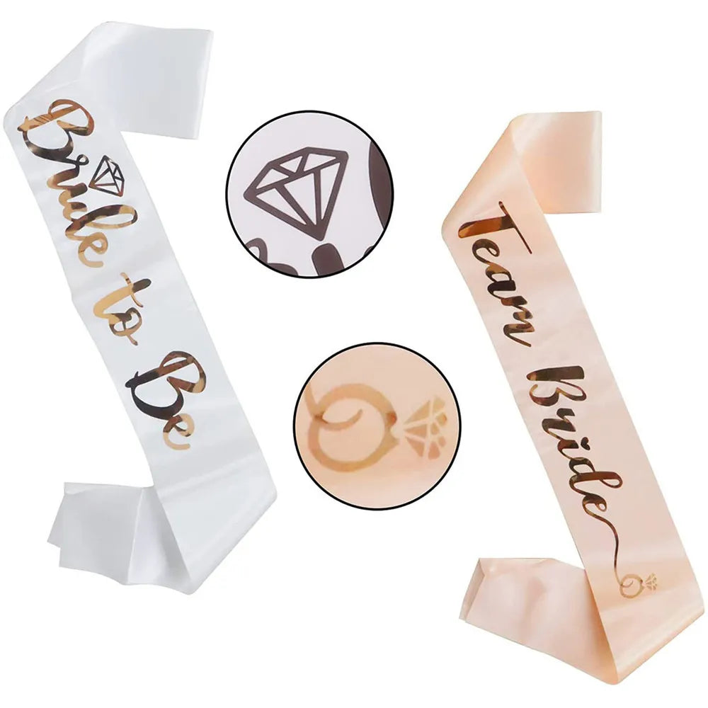 Team Bride Sash Set – Rose Gold Bride to Be & Bridal Party Sashes