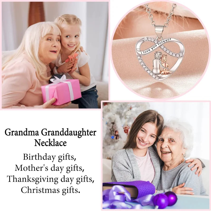Grandma & Granddaughter Necklace with Message Card – Infinity Heart Keepsake Gift