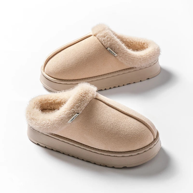Fluffy Platform Slippers – Thick-Sole Warm Winter Slippers