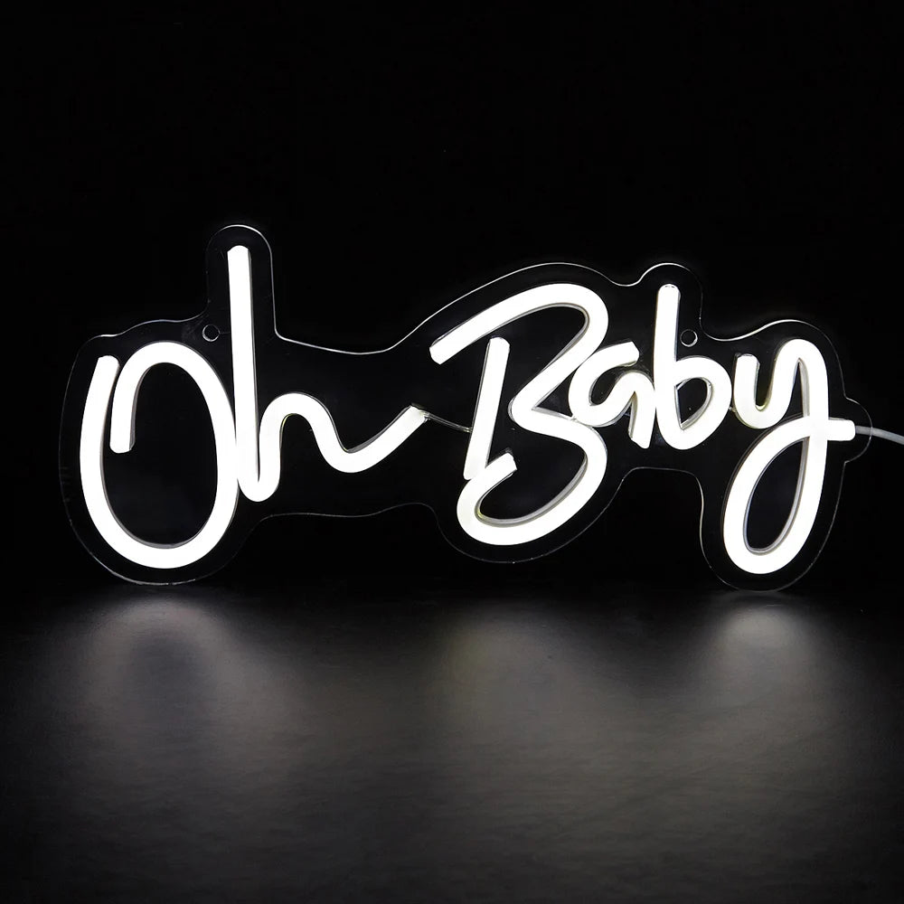 'Oh Baby' LED Neon Sign – Baby Shower & Gender Reveal Backdrop Light, USB Powered