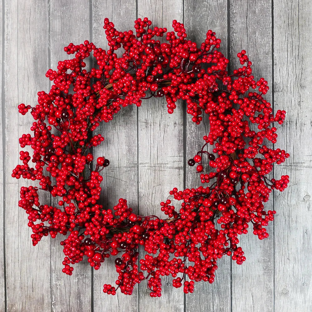 Handmade Christmas Wreath for Front Door – Red Berry, Cypress & Eucalyptus 45 cm