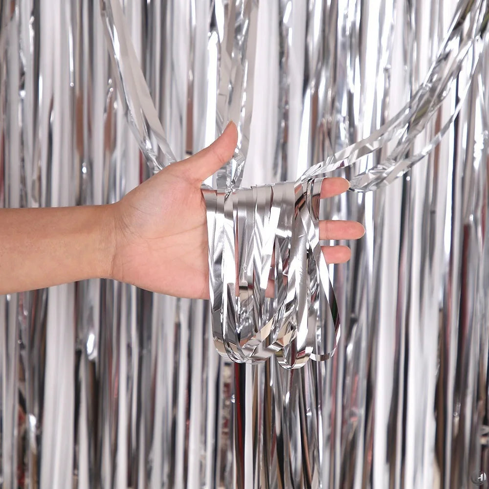 Metallic Foil Fringe Curtain – 1 x 2 m Tinsel Party Backdrop