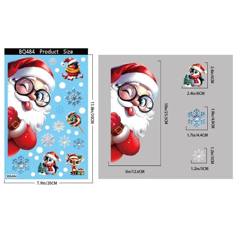 Christmas Window Clings – Reusable Gingerbread, Snowman & Santa Static Stickers