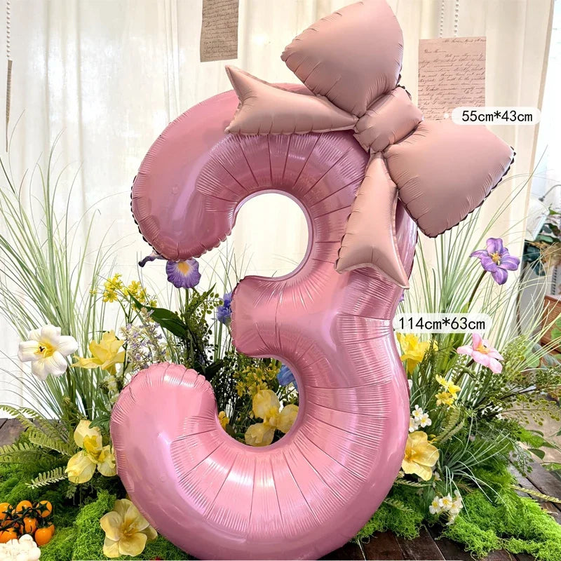 40 in Pink Bow Number Balloon – Giant Foil Birthday Number 0–9