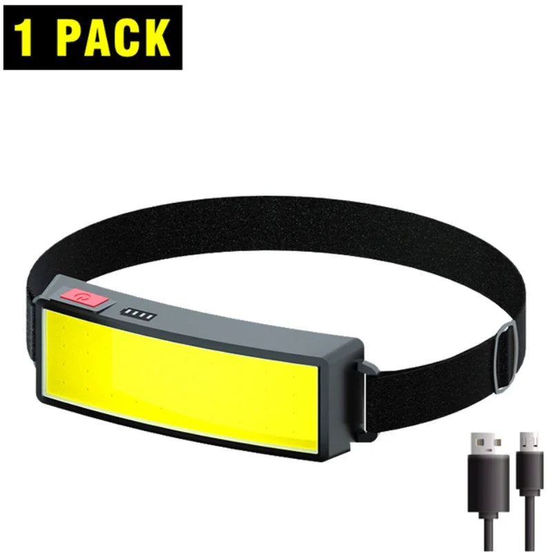 Rechargeable COB Headlamp – USB-C Head Torch for Camping & DIY