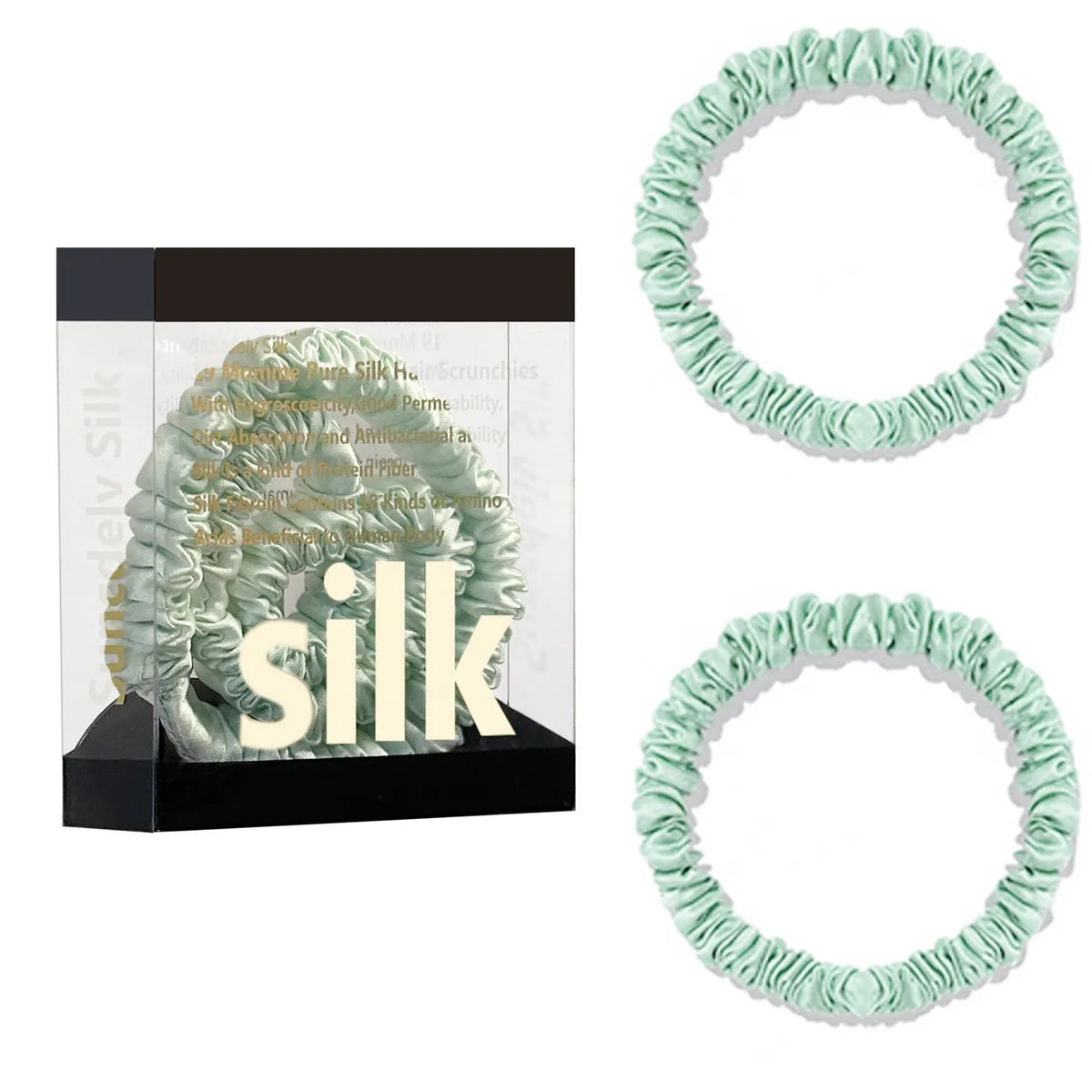 Mulberry Silk Scrunchie Gift Box – 2 Pack Real Silk Hair Ties