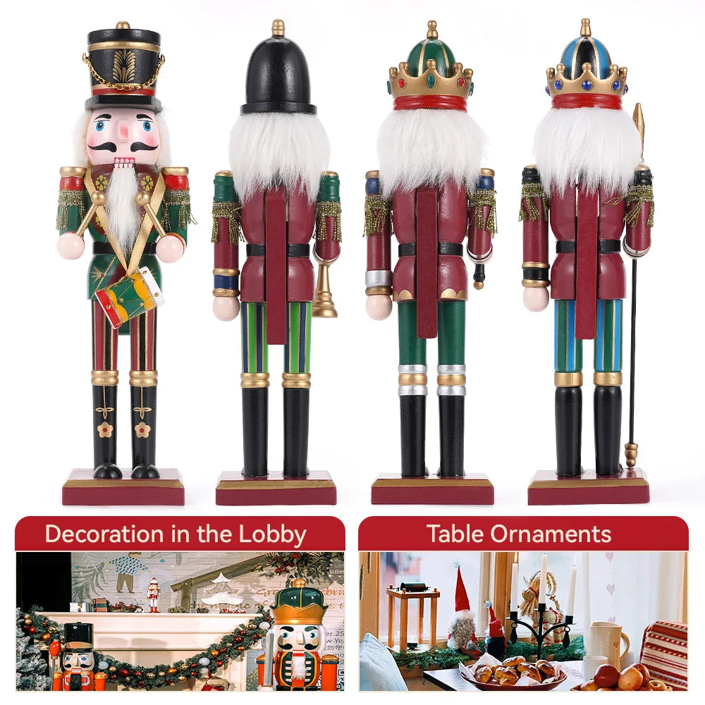 30 cm Wooden Nutcracker Soldier – Traditional Christmas Figure Decoration