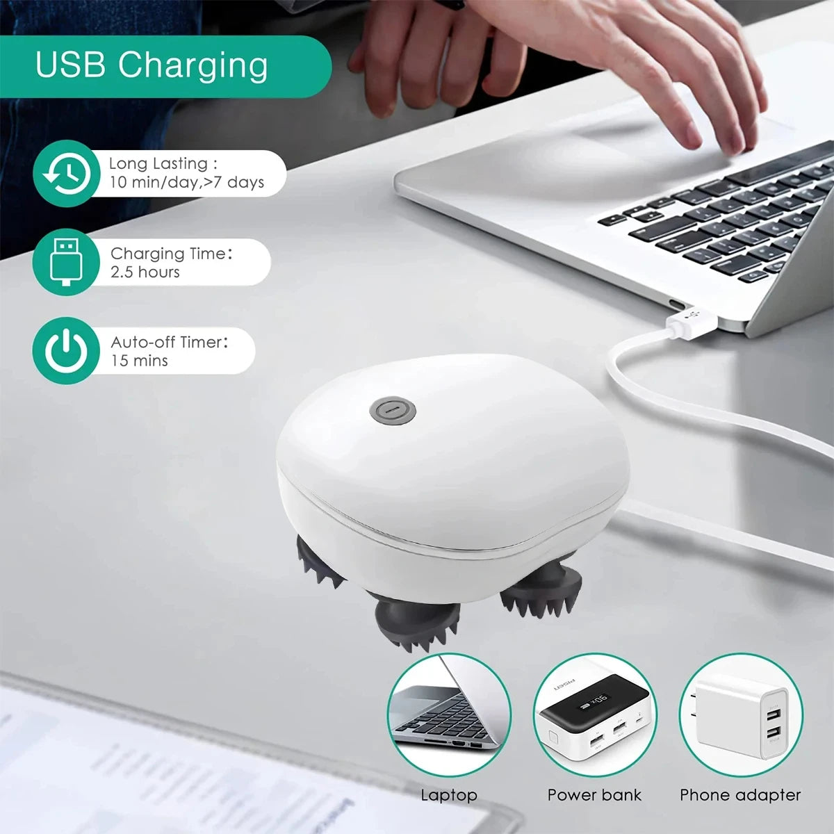 Electric Scalp Massager – Rechargeable Vibrating Head Massage Brush