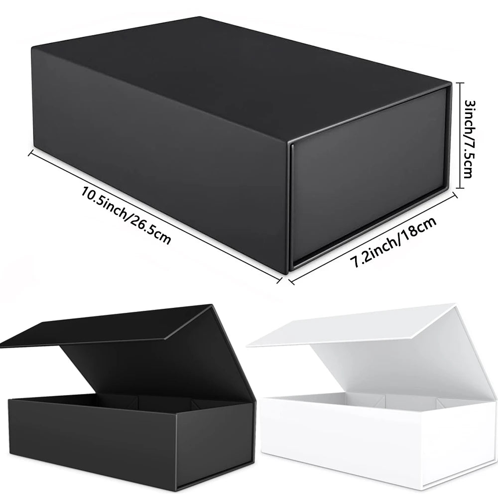 Magnetic Gift Box with Lid – Collapsible Rigid Present Box, 26.5 x 18 x 7.5 cm (1 or 4 Pack)