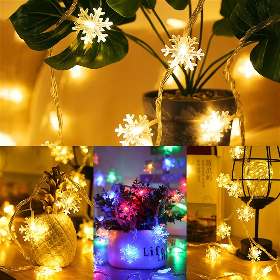 Snowflake Fairy Lights – USB or Battery Christmas String Lights (1.5 m, 3 m or 6 m)