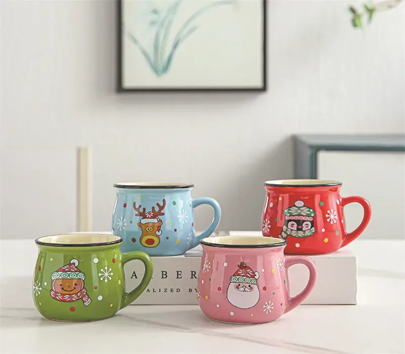 Mini Christmas Mug 150 ml – Cute Santa, Snowman & Reindeer Ceramic Cup