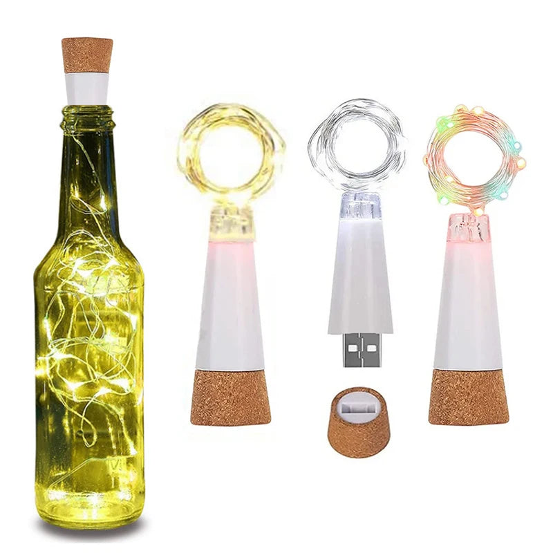 Rechargeable cork bottle lights