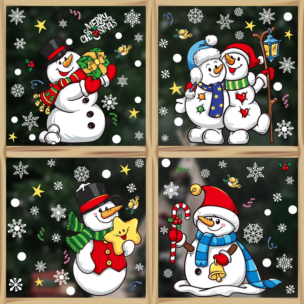 Christmas Window Clings – Reusable Gingerbread, Snowman & Santa Static Stickers
