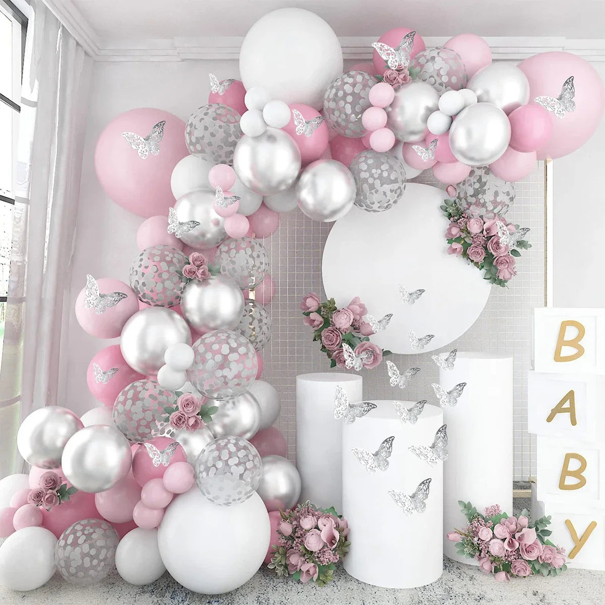 Balloon Garland Arch Kit – Pastel, Pink & Gold Party Balloon Arch for Birthdays & Baby Showers (9 Styles)