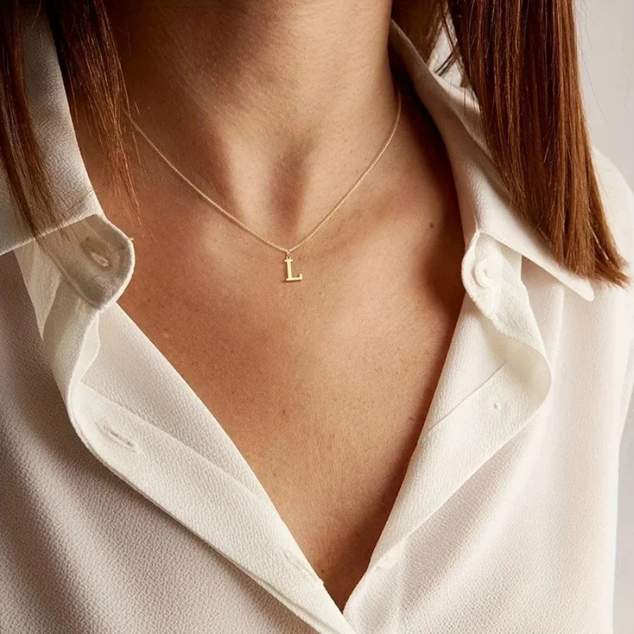 Gold-Tone Initial Necklace – A–Z Letter Pendant
