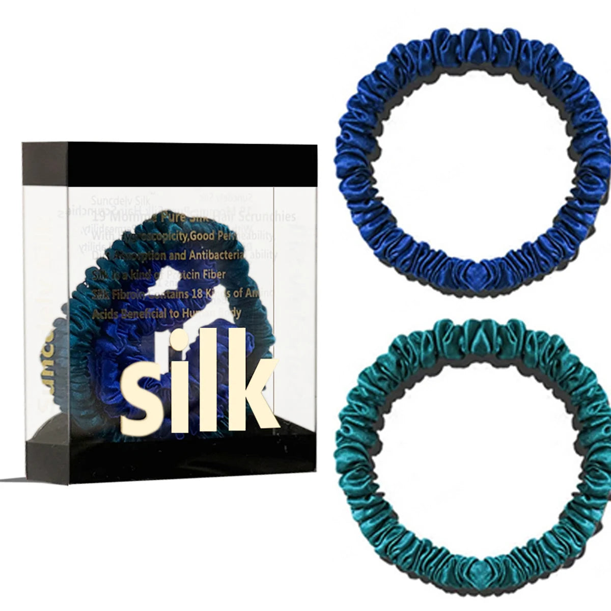 Mulberry Silk Scrunchie Gift Box – 2 Pack Real Silk Hair Ties