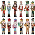 Wooden Nutcracker Ornaments – Set of 12 Hanging Christmas Tree Decorations