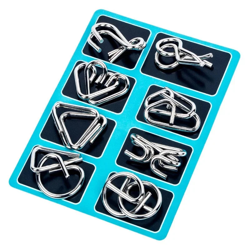 Metal Wire Puzzle Set – 8 Brain Teasers for Adults