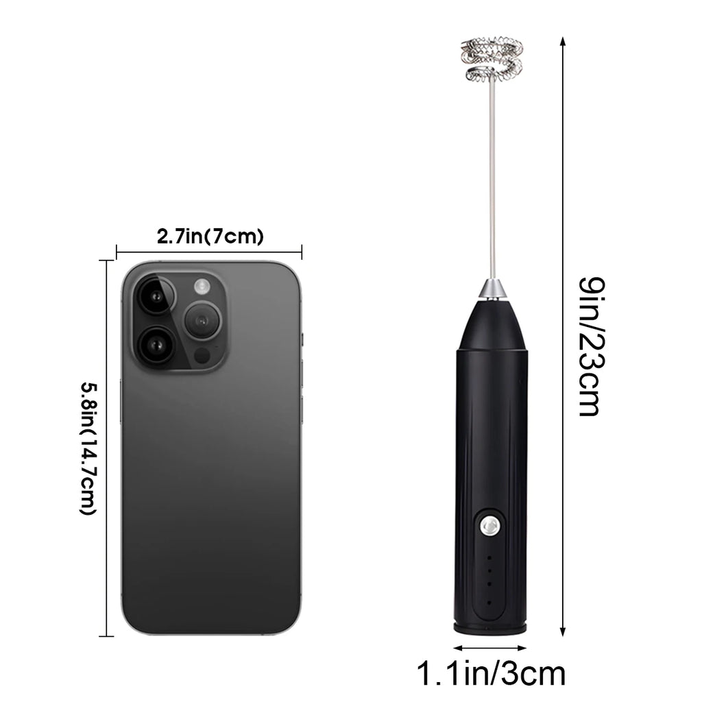 Rechargeable Milk Frother – 3-Speed Handheld Whisk